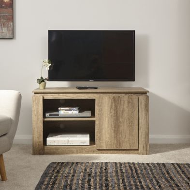 Product photograph of Canyon Tv Unit Natural 2 Shelves 1 Door from QD stores