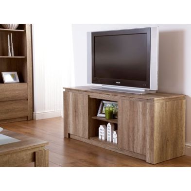 Product photograph of Canyon Tv Unit Natural 2 Shelves 2 Doors from QD stores