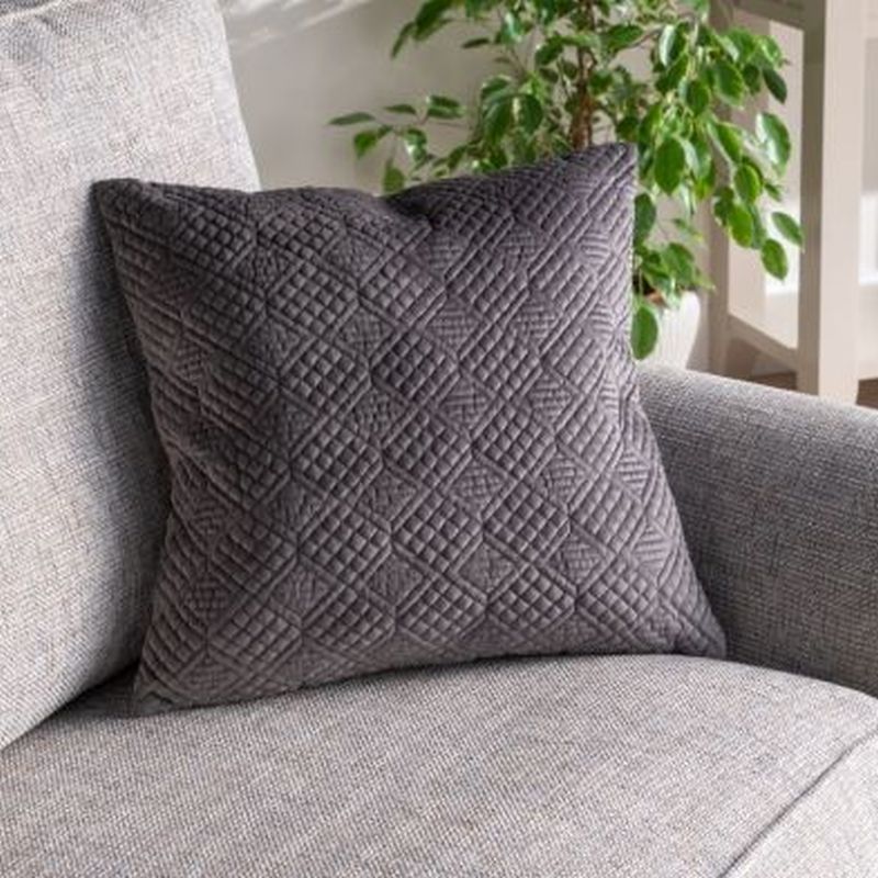 Hamilton McBride 45cm x 45cm Charcoal Pleated Cushion