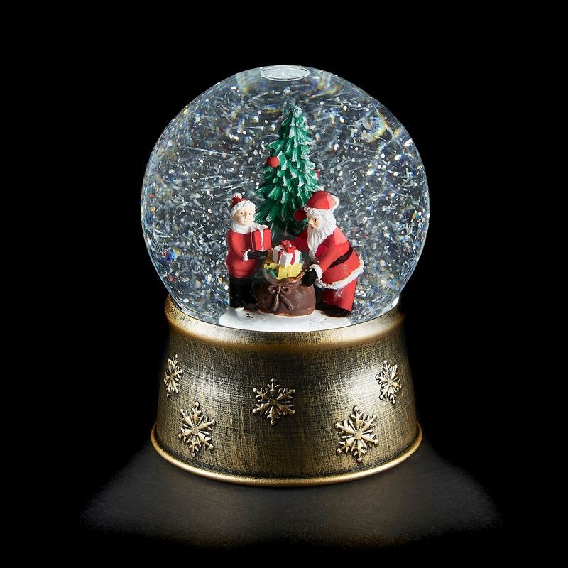 Santa Tree Snow Globe LED Christmas Decoration with Spinning Glitter
