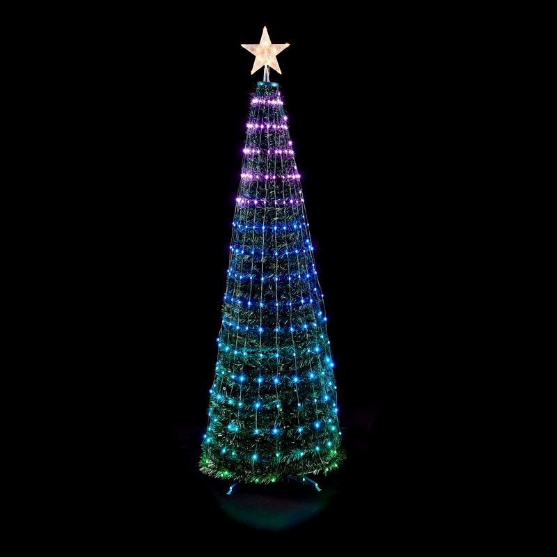 6ft Prelit Christmas Tree Artificial - with LED Lights Multicoloured 