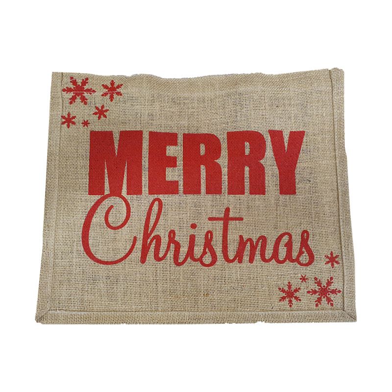 Merry Christmas Eco Jute Bag - Red Writing