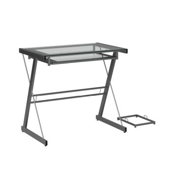 Product photograph of Contemporary Desk Metal Glass Silver 1 Shelf from QD stores