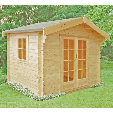 Product photograph of Shire Dalby 7 10 X 7 10 Apex Log Cabin - Premium 28mm Cladding Tongue Groove With Assembly from QD stores