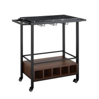 See more information about the Marbleiz Tall Bar Cart Metal & Wood Black & Brown 1 Shelf