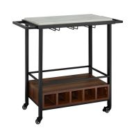 See more information about the Marbleiz Tall Bar Cart Metal & Wood Black & Brown 4 Shelves