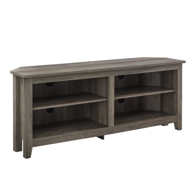 Product photograph of Rustic Corner Tv Unit Grey Brown 4 Shelves from QD stores