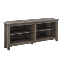 See more information about the Rustic Corner TV Unit Grey Brown 4 Shelves