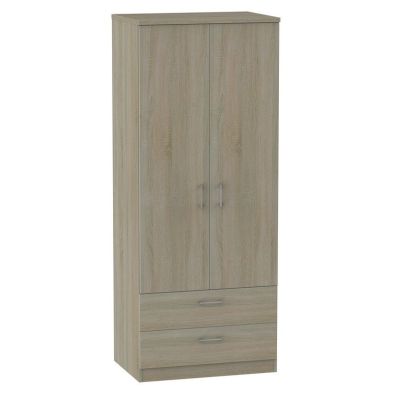 Product photograph of Elmsett Tall Wardrobe Brown 2 Doors 2 Drawers from QD stores