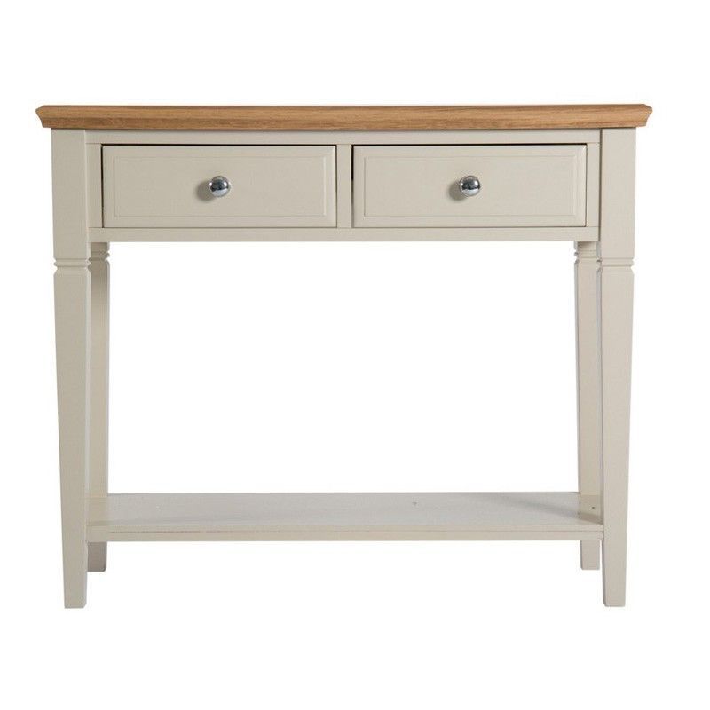 Country Cottage Console Table Cream & Oak 2 Drawer