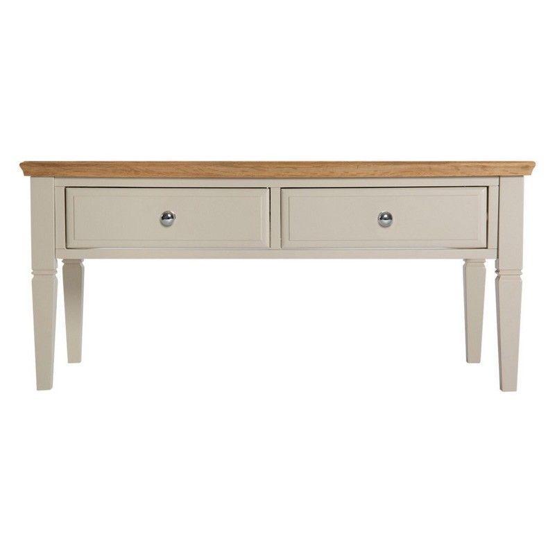 Country Cottage Coffee Table Cream & Oak 2 Drawer