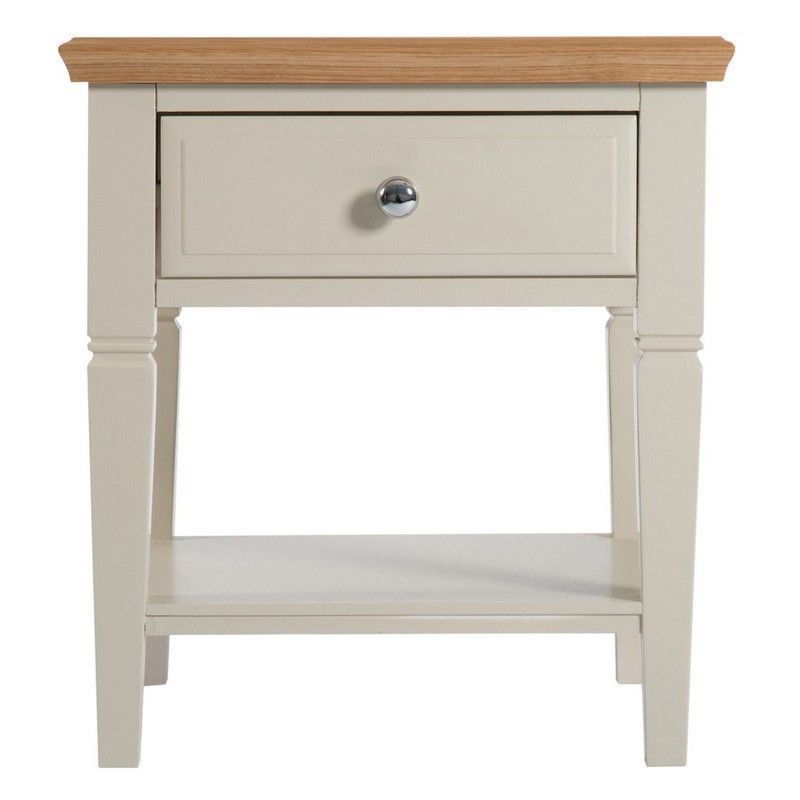 Country Cottage Lamp Table Cream & Oak 1 Shelf 1 Drawer