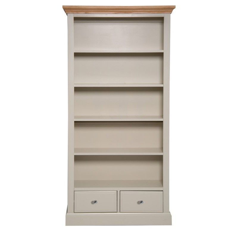 Country Cottage Oak 2 Drawer Tall Wide Bookcase