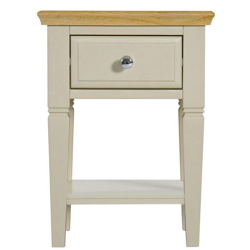 Country Cottage Side Table Cream & Oak 1 Shelf 1 Drawer