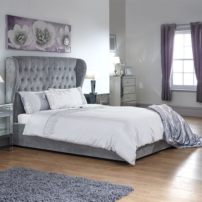 Dakota King Size Ottoman Bed Fabric Grey 6 x 7ft