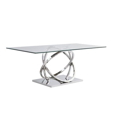 Shimmer Dining Table Metal Glass Mirrored