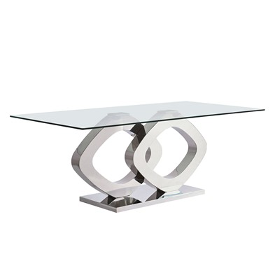 Shimmer Dining Table Metal Glass Clear