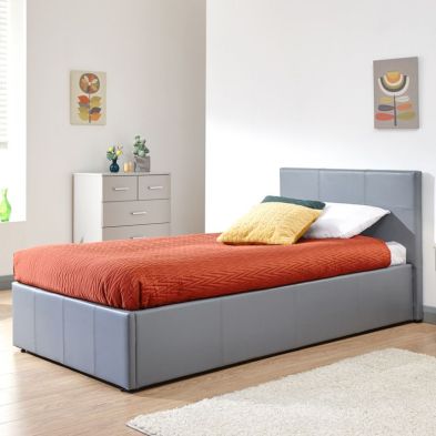Product photograph of Winston Single Ottoman Bed Faux Leather Grey 3 X 7ft from QD stores