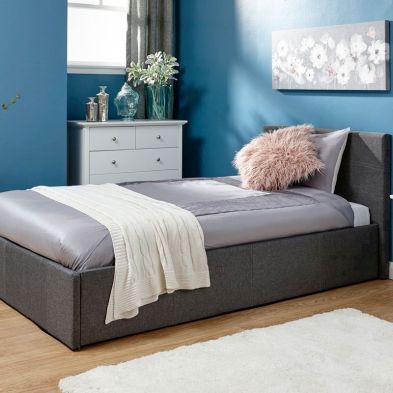 Product photograph of Winston Single Ottoman Bed Fabric Grey 3 X 7ft from QD stores
