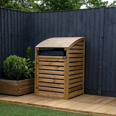 Product photograph of Mercia 2 7 X 2 7 Curved Bin Store - Premium Pressure Treated Slatted from QD stores