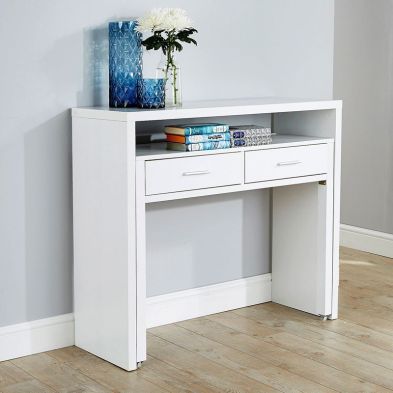 Product photograph of Regis Extending Console Table White 2 Drawers 98 5cm from QD stores