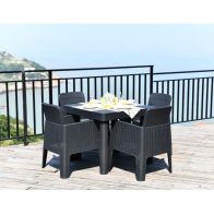 See more information about the Faro Rattan Garden Patio Dining Set by Royalcraft - 4 Seats Charcoal Cushions