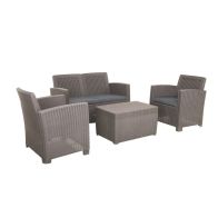 See more information about the Faro Rattan Garden Patio Dining Set by Royalcraft - 4 Seats Grey Cushions