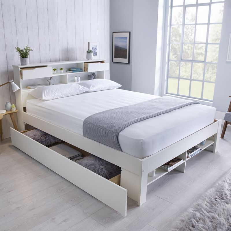 Fabio King Size Storage Bed White, King Size Pine Bed Frame With Storage