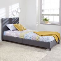 See more information about the Bugi Single Bed Faux Leather Grey 3 x 7ft