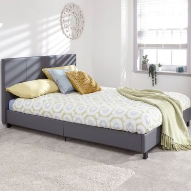 Product photograph of Bugi Double Bed Faux Leather Grey 5 X 7ft from QD stores