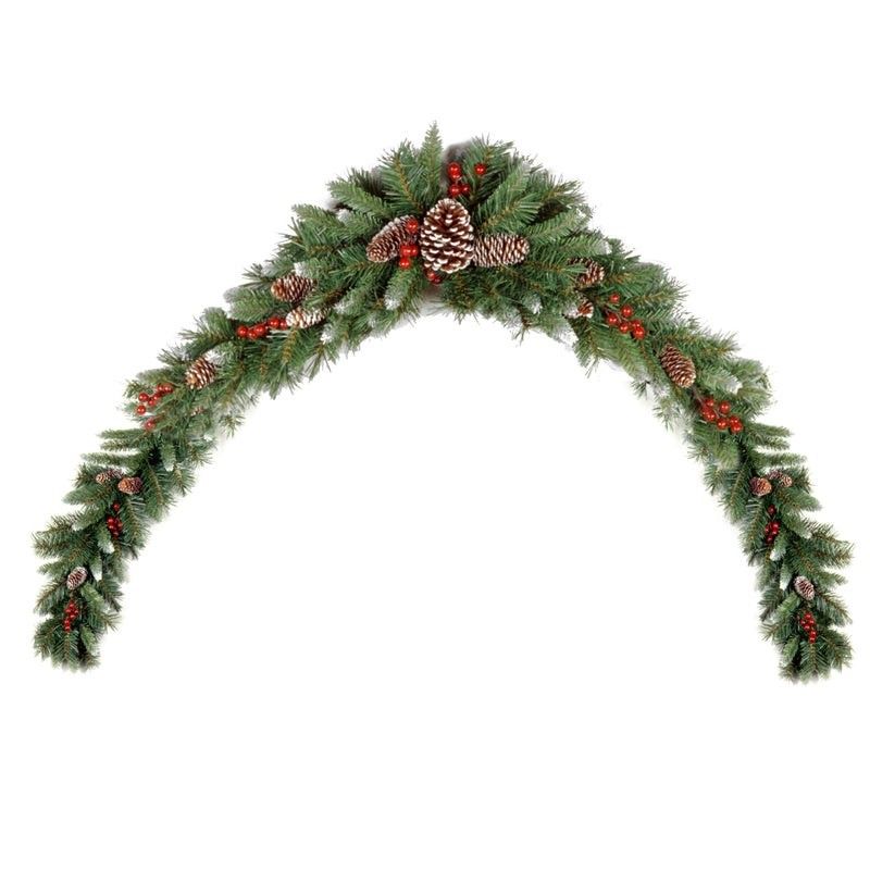 Mantel Swag Christmas Decoration Green & Red - 180cm Frosted Berry 