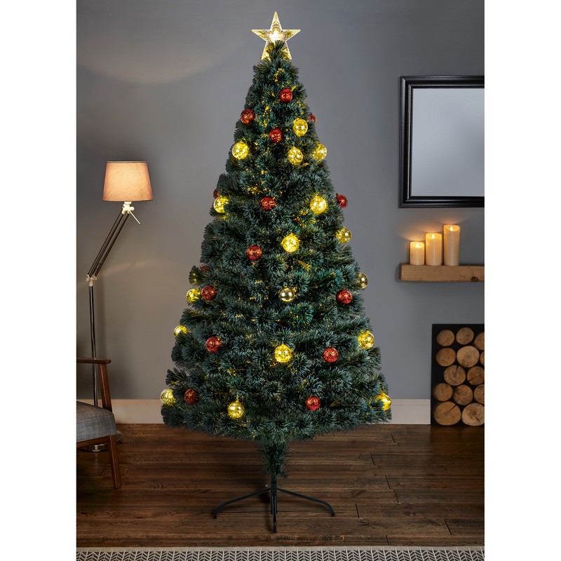 4ft Decorated Christmas Tree Artificial - Fibre Optic Yellow