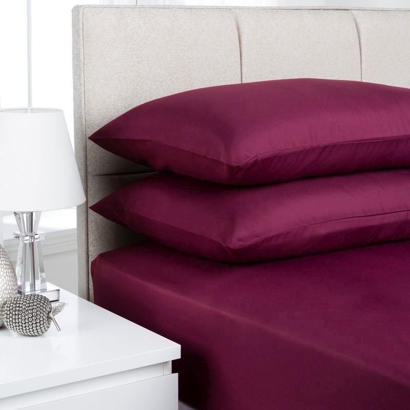 Fusion Double Fitted Bedsheet Aubergine
