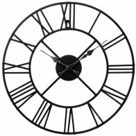 See more information about the Roman Numeral Clock Metal Black Wall Mounted Battery Powered - 60cm