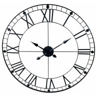 See more information about the Roman Numeral Clock Metal Black Wall Mounted Battery Powered - 88cm