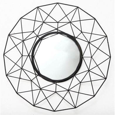 Product photograph of Deco Wall Mirror Iron Black 64cm from QD stores