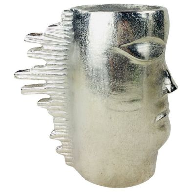 Head Vase Aluminium Silver 29cm