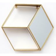 See more information about the Deco Shelving Unit Metal & Glass Gold 2 Shelves