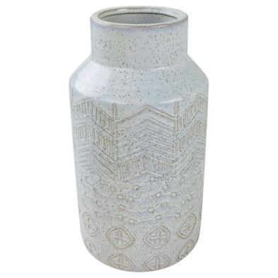 Vase Stoneware White With Herringbone Pattern 30cm