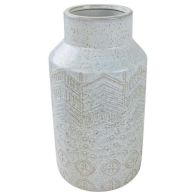 See more information about the Vase Stoneware White with Herringbone Pattern - 30cm