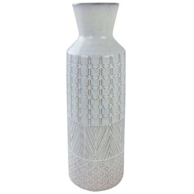 Vase Stoneware White With Star Pattern 44cm