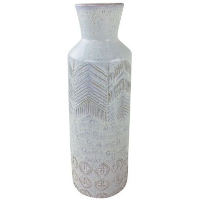 Vase Stoneware White With Herringbone Pattern 44cm