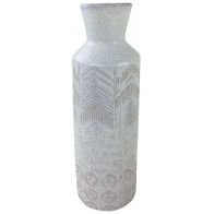 See more information about the Vase Stoneware White with Herringbone Pattern - 44cm