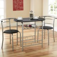 See more information about the Compact 2 Seater Dining Set Black & Silver With 2 Chairs
