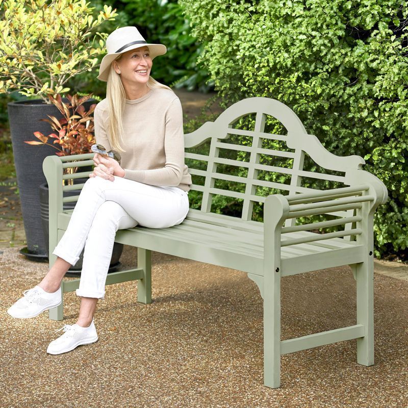 Lutyens Style Painted Bench Sage Green