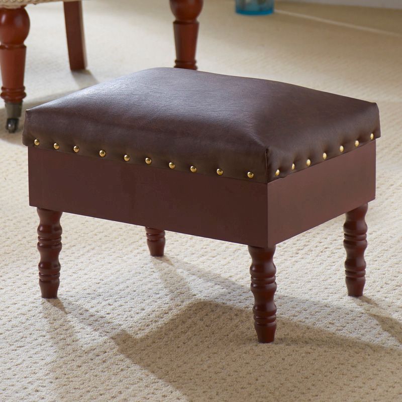 Faux Leather Foot Rest Stool With, Leather Foot Rest