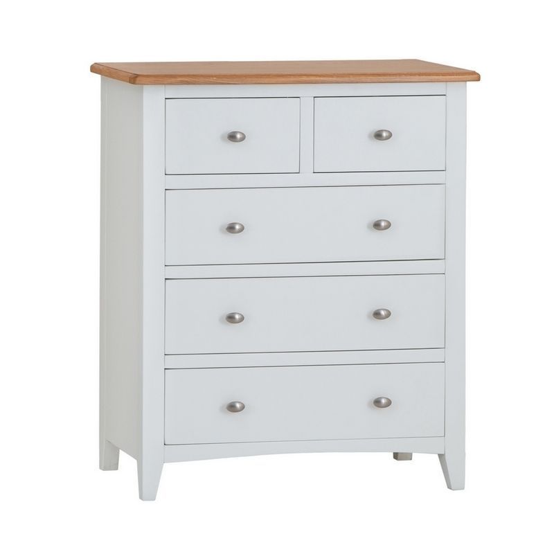 Ava Oak Chest of Drawers White 5 Drawers