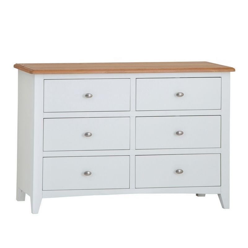 Ava Oak Large Chest of Drawers White 6 Drawers