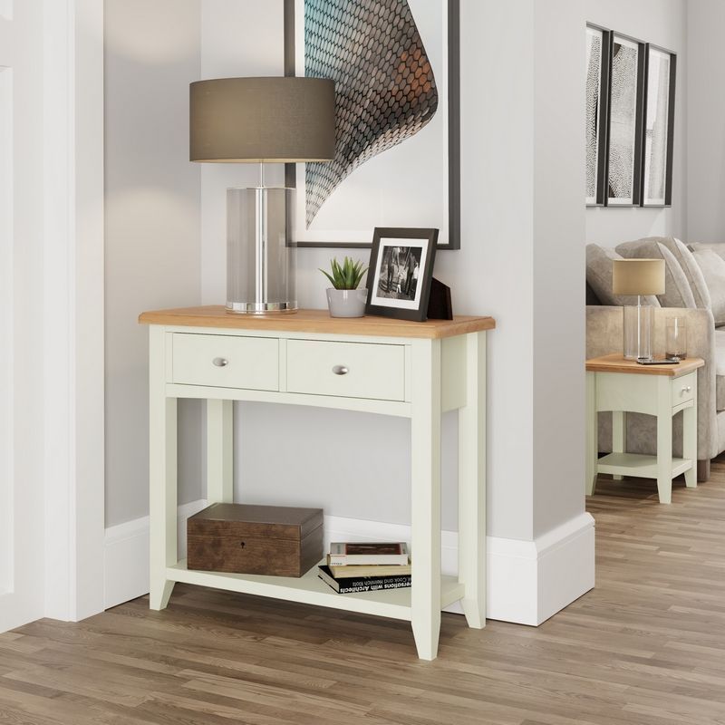 Portchester Console Table Oak White 2 Drawers