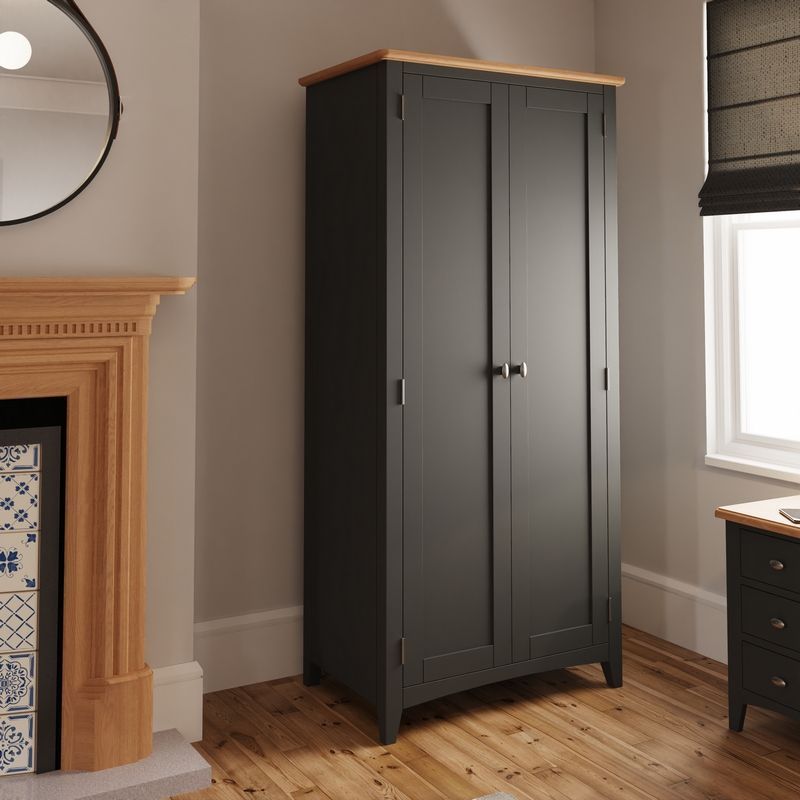 Portchester Light Oak & Grey 2 Door Wardrobe